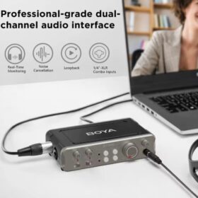 BOYA BY-AM4 – Interface Audio USB-C Double Canal avec MIDI, Monitoring & Suppression de Bruit – Image 4
