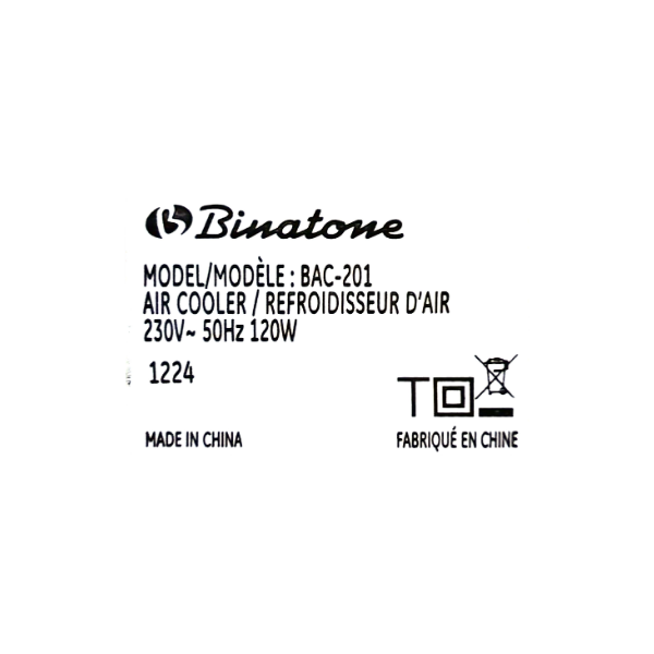 Refroidisseur d'air Binatone BAC-20I - 20L Refroidisseur d'air Binatone BAC-20I - 20L