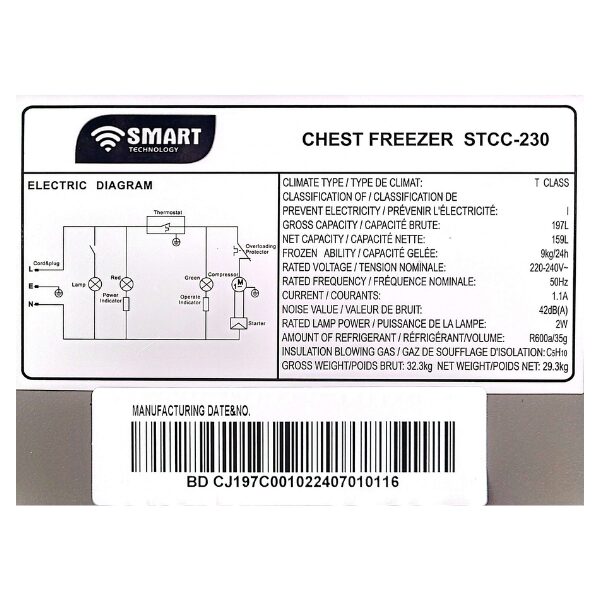 Congélateur Coffre STCC230 – 230 Litres – Froid rapide – Économie d’énergie – Panier amovible Congélateur Coffre STCC230 – 230 Litres – Froid rapide – Économie d’énergie – Panier amovible