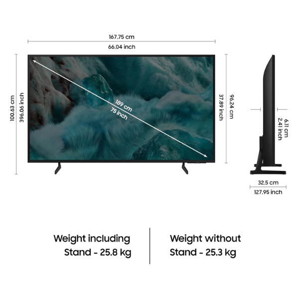 Téléviseur Samsung 75 pouces QA75Q7FAAUXLY Smart TV QLED 4K  Tizen OS