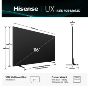 Téléviseur Hisense 116UX ULED 4K – RGB Mini-LED, Quantum Dot, 116" (Google tv) – Image 18