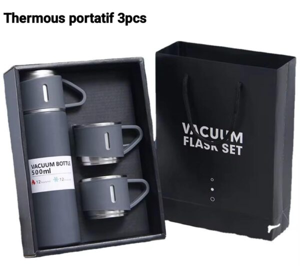Ensemble Thermos - Mug Isotherme + 2 Tasses en Acier Inoxydable 500ml Ensemble Thermos - Mug Isotherme + 2 Tasses en Acier Inoxydable 500ml