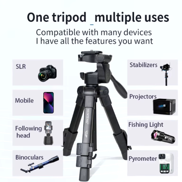 Trépied YUNTENG VCT-608 – Léger & Compact pour Caméra et Téléphone Trépied YUNTENG VCT-608 – Léger & Compact pour Caméra et Téléphone