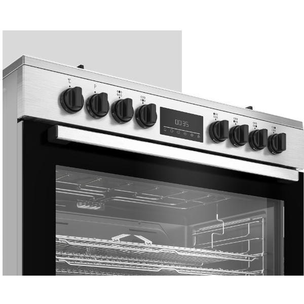 Cuisinière à Mixte Beko BBGM21225EX-6 Feux -90x60( 4 Feux à Gaz , 2 Foyers électriques & Four électrique  )