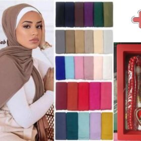 Pack Hijab : 12 Voiles jersey 1m90 + Collection d’Épingles & Barrettes à Voile
