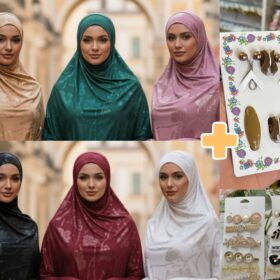 Pack hijab de Luxe : 3 Voiles à motif floral + Collection d'Épingles & Barrettes à Voile Pack hijab de Luxe : 3 Voiles à motif floral + Collection d'Épingles & Barrettes à Voile