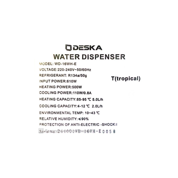 Fontaine à eau à bobonne 3 robinets Deska WD16WHE