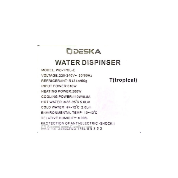Fontaine à eau à bobonne 3 robinets Deska WD17BLE Fontaine à eau à bobonne 3 robinets Deska WD17BLE