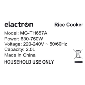 Cuiseur de riz Elactron MG‑TH657A – Multifonction vapeur (2L) – Image 7