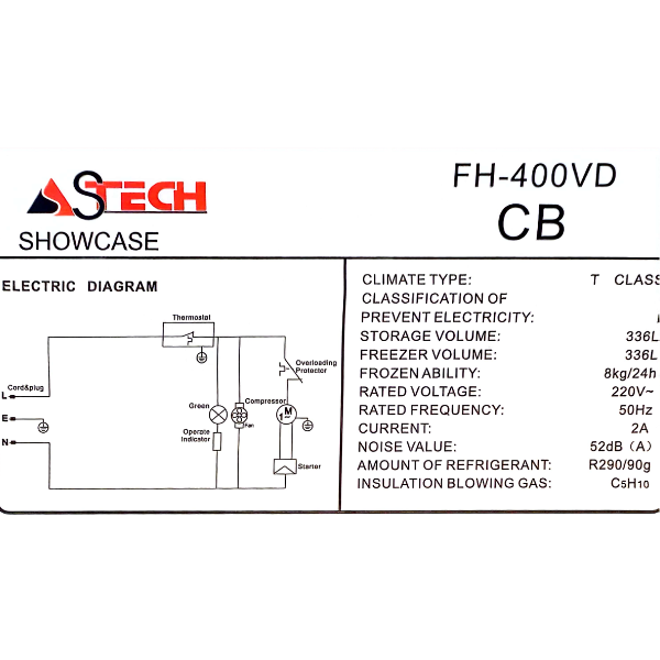 Congélateur vitrine horizontal Astech FH-400 - 336 L Congélateur vitrine horizontal Astech FH-400 - 336 L