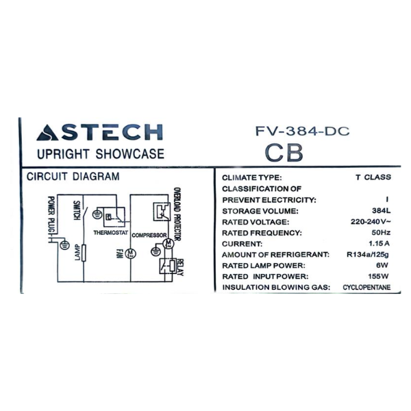 Réfrigérateur vitrine Astech FV384AC - 384L