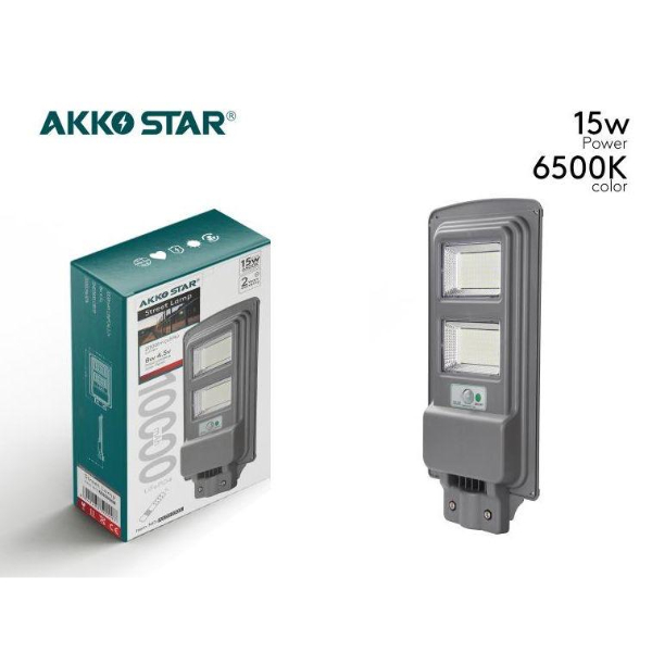 Lampadaire solaire Akko Star AK500303 – 15W avec télécommande