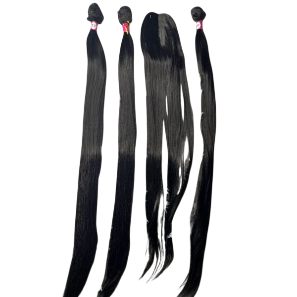 Pack Mèches : 3 Boules longueur 30" + Closure semi‑naturel