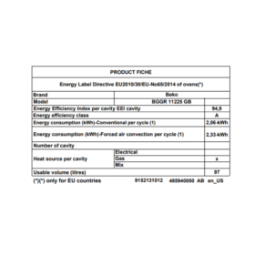 Cuisinière à gaz Beko BGGR11225GB-5 Feux (90x60) (avec ventilation ) – Image 7