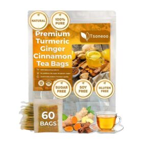 Thé au Gingembre, Curcuma & Cannelle – Infusion Minceur Naturelle (60 Sachets)