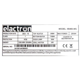 Mini Four électrique Elactron EL‑60400‑MG – 60 Litres Gris ( 2018W) – Image 5