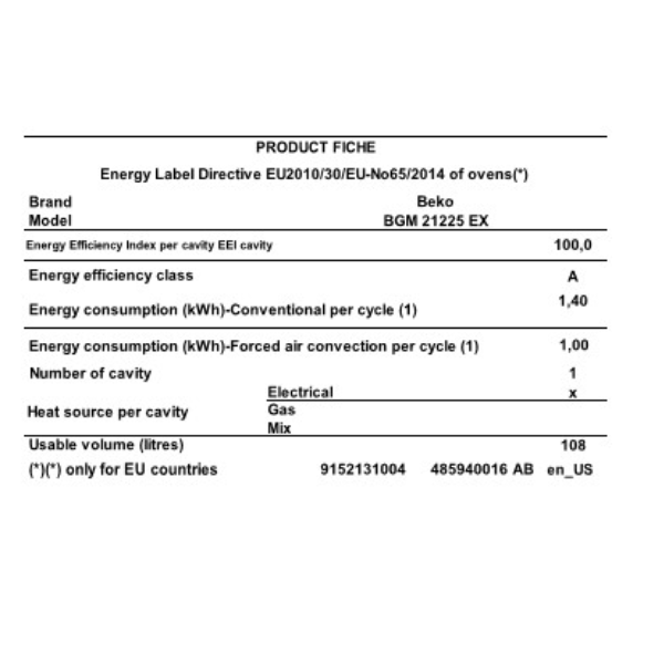 Cuisinière à Mixte Beko BBGM21225EX-6 Feux -90x60( 4 Feux à Gaz , 2 Foyers électriques & Four électrique  )