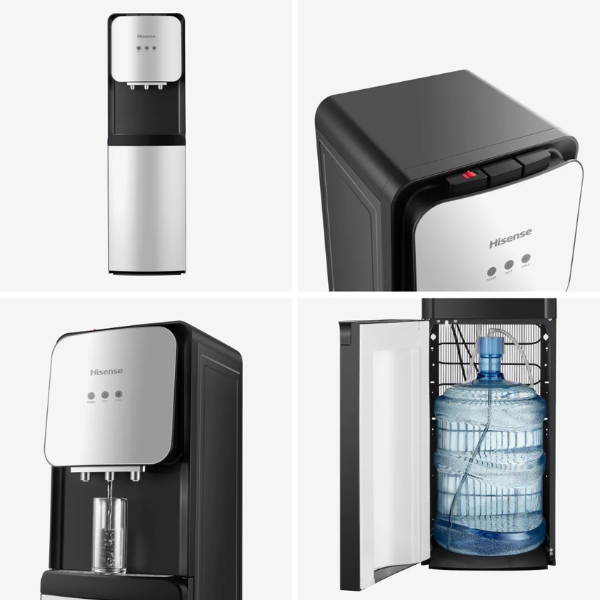 Fontaine à eau 3 robinets Hisense (H04WDBS3S3-H04WDBBS3S3) avec cache bouteille