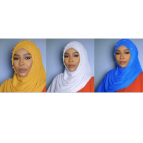 pack hijab: 3 Voiles Plissés avec Bonnets assortis