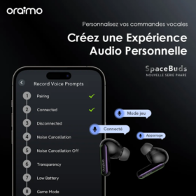 Écouteurs Bluetooth Oraimo SpaceBuds  -  avec Réduction de Bruit Active, Autonomie 40h – Image 4