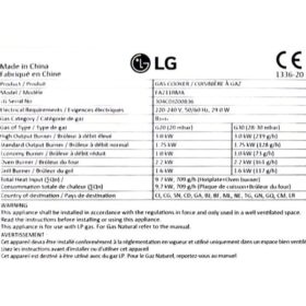 Cuisinière à gaz LG FA211RMA 60x60 - 4 feux – Image 9