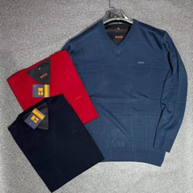 Pull col V 100% coton — maille fine (Tailles M–XXL) – Image 2