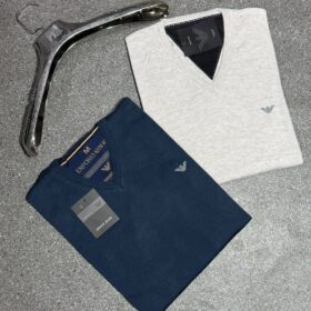 Pull col V 100% coton — maille fine (Tailles M–XXL) – Image 5