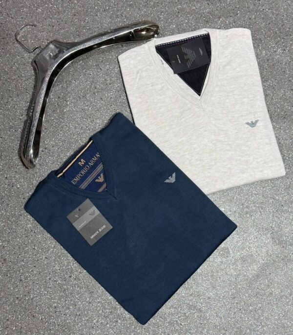 Pull col V 100% coton — maille fine (Tailles M–XXL)