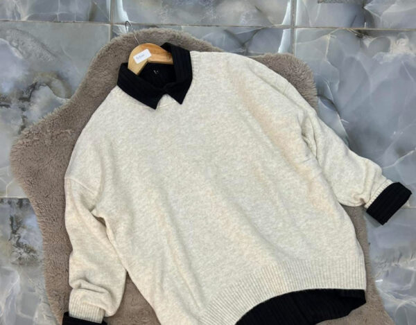 Pull col V 100% coton — maille fine (Tailles M–XXL)