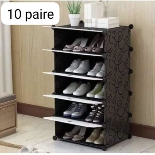 Étagère à chaussures modulable 5 cubes — Rangement ~10 paires (plastique ABS)