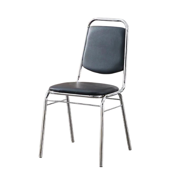 Chaise de Bureau 7003 – Semi-Cuir Noir – Structure Métallique Chromée Chaise de Bureau 7003 – Semi-Cuir Noir – Structure Métallique Chromée