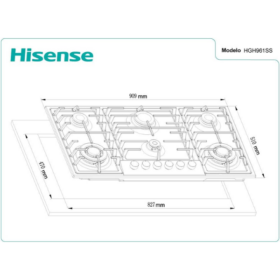 Plaque de cuisson encastrable à gaz Hisense HGH951SS01 - 5feux ( 90cm ) – Image 3