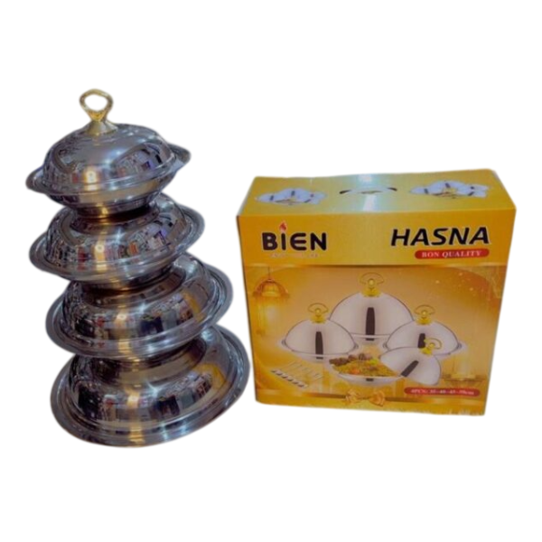 Ensemble de 4 bols avec couvercle — Acier inoxydable, pratique et décoratif