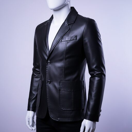 Blazer Moderne Homme Style Italien — Veste de Costume en Cuir Olive « Executive Heritage » (Noir, Orange , Rouge )