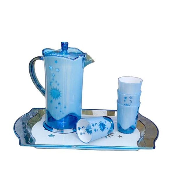 Ensemble 6 pièces carafe 4 tasses et plateaux