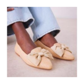 Ballerines femme pointues effet raphia — Beige sable, nœud oversize EU 37–43 – Image 2