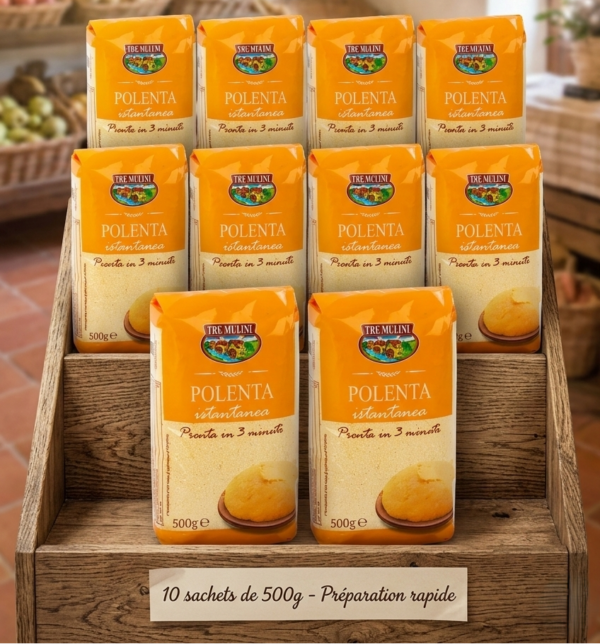 Farine de maïs Tre Mulini Polenta instantanée – Pack familial 10 x 500 g (5 kg)