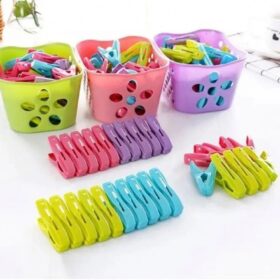 Pinces à linge plastiques colorées avec panier de rangement- Lot de 30 pièces – Image 6