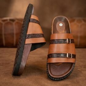 Sandales artisanales homme — cuir effet daim bordeaux (Pointure 42) – Image 4