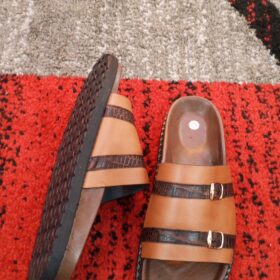 Sandales artisanales homme — cuir effet daim bordeaux (Pointure 42) – Image 2