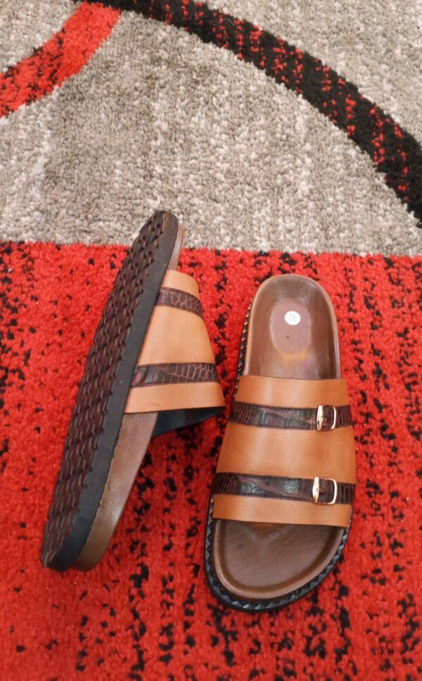 Sandales artisanales homme — cuir effet daim bordeaux (Pointure 42)