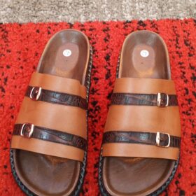 Sandales artisanales homme — cuir effet daim bordeaux (Pointure 42) – Image 3