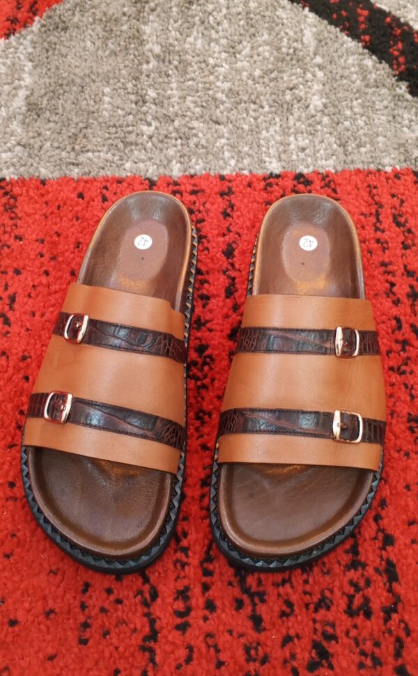 Sandales artisanales homme — cuir effet daim bordeaux (Pointure 42)