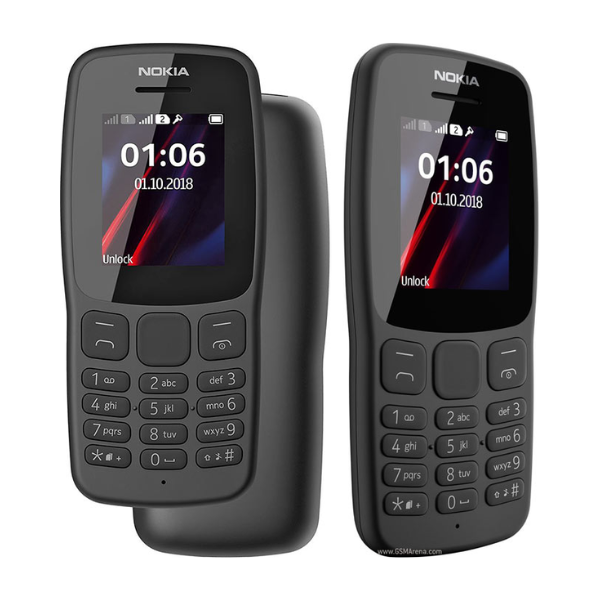 Nokia 106 (TA-1114DS) – Téléphone basique Dual SIM, Batterie 800 mAh – Noir