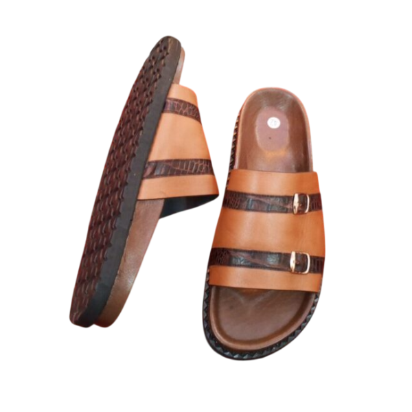Sandales artisanales homme — cuir effet daim bordeaux (Pointure 42)