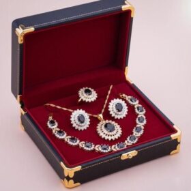 Ensemble Bijoux Femme 4 Pièces - Plaqué Or 24K - Collier, Bracelet, Bague et  Boucles d'Oreilles