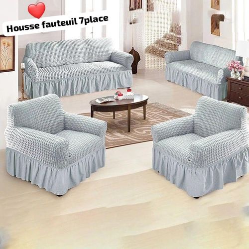Housse extensible pour canapé 7 places — Grand modèle (95% polyester, 5% spandex)