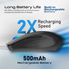 Souris sans fil  PROMATE Kitt — rechargeable 1600 DPI (Noir) — 6 boutons, RVB – Image 5