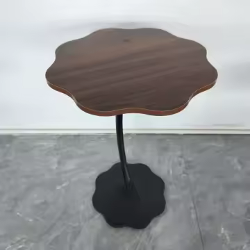 Table d'appoint pétale moderne — cadre métallique (noir / marron)