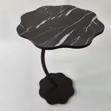 Table d'appoint pétale moderne — cadre métallique (noir / marron)